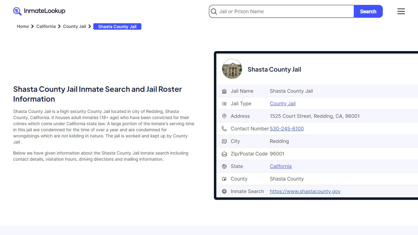 Shasta County Jail Inmate Search, Jail Roster, Bookings, Arrests ...
